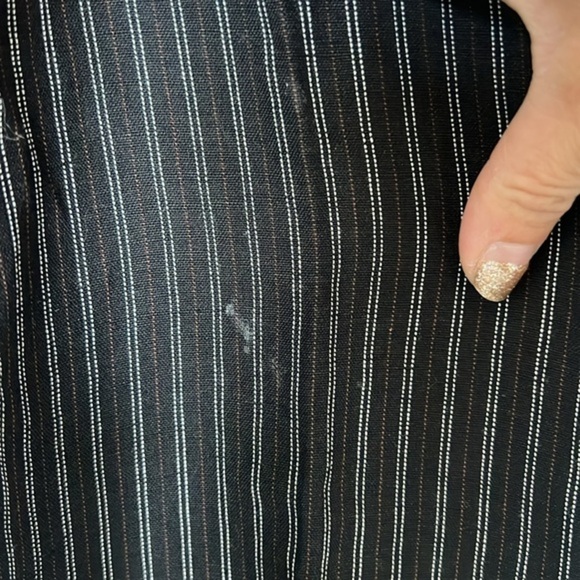 Eddie Bauer AKA Classic Trousers Black White Pinstripe Linen Dress Pants Size 14 - Picture 2 of 6